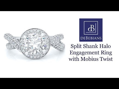 Split Shank Halo Engagement Ring with Mobius Twist