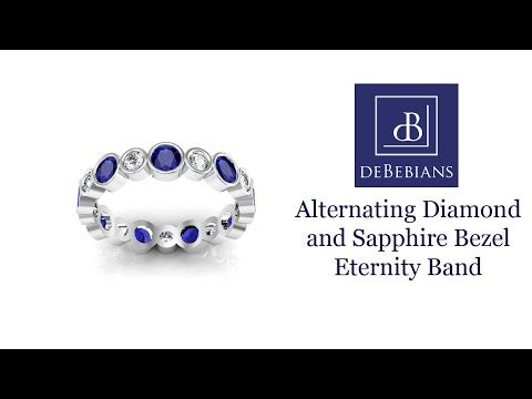 Alternating Diamond and Sapphire Bezel Eternity Band
