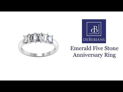 1.00cttw Shared Prong Emerald Cut Diamond Five Stone Ring