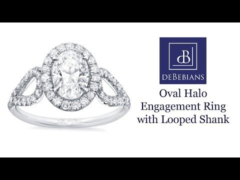 Oval Halo Engagement Ring with Looped Shank