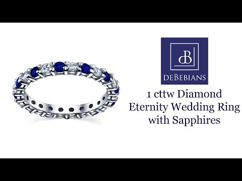 1.00cttw Diamond and Sapphire Eternity Ring