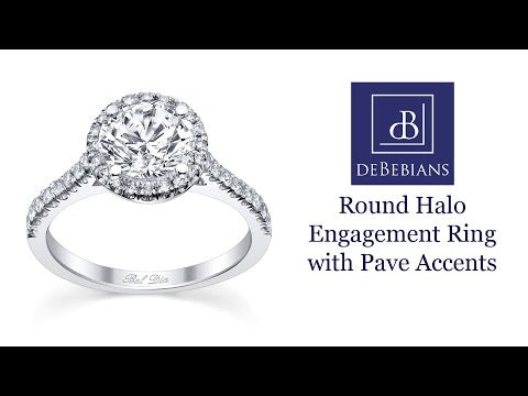 Round Halo Engagement Ring with Pave Accents