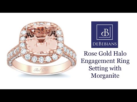 Rose Gold Halo Engagement Ring Setting with Morganite