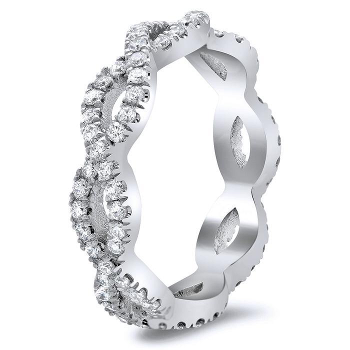 0.75 cttw Round Two Row Pave Set Diamond Eternity Ring – deBebians