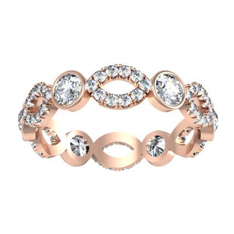 Round Brilliant Cut Bezel & Pave Set Diamond Eternity Ring - 1.15 carat Diamond Eternity Rings deBebians 