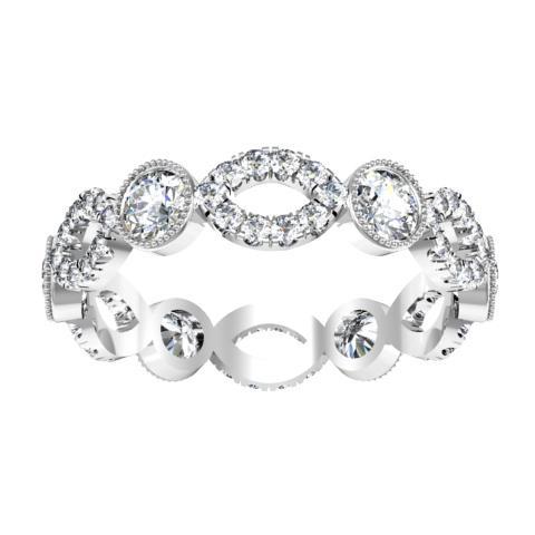 Round Brilliant Cut Bezel & Pave Set Diamond Eternity Ring - 1.15 carat Diamond Eternity Rings deBebians 