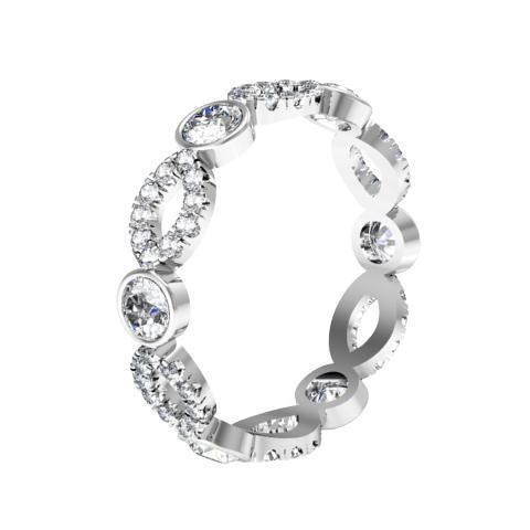 Round Brilliant Cut Bezel & Pave Set Diamond Eternity Ring - 1.15 carat Diamond Eternity Rings deBebians 