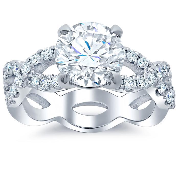Infinity Style Diamond Accented Engagement Ring Diamond Accented Engagement Rings deBebians 