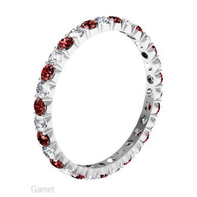 January Birthstone Eternity Band with Round Diamonds and Garnets Gemstone Eternity Rings deBebians 