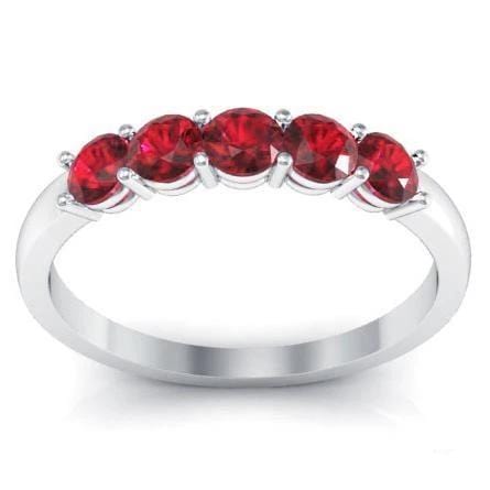 0.50cttw Shared Prong Ruby Five Stone Ring Five Stone Rings deBebians 