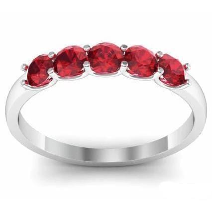 0.50cttw U Prong Ruby Five Stone Band Five Stone Rings deBebians 