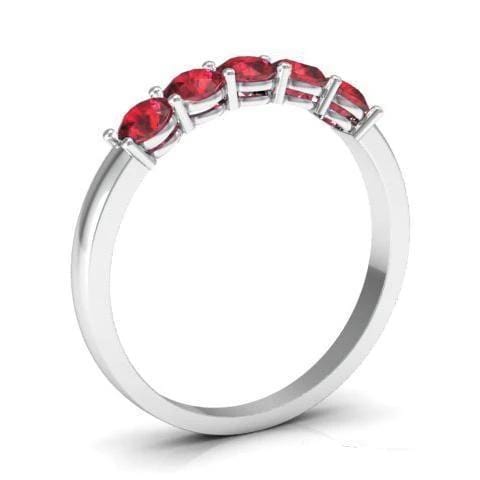 0.50cttw Shared Prong Ruby Five Stone Ring Five Stone Rings deBebians 