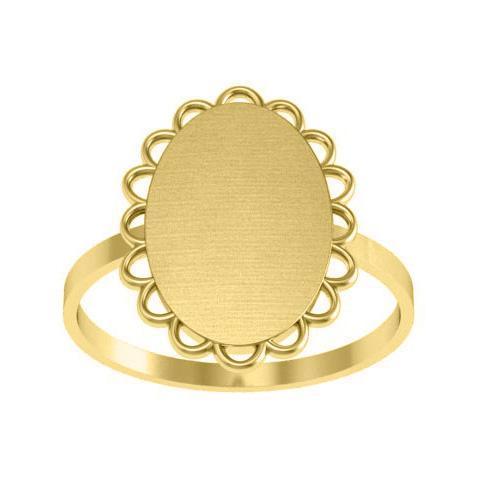 Pretty Scalloped Edge Oval Signet Ring Signet Rings deBebians 