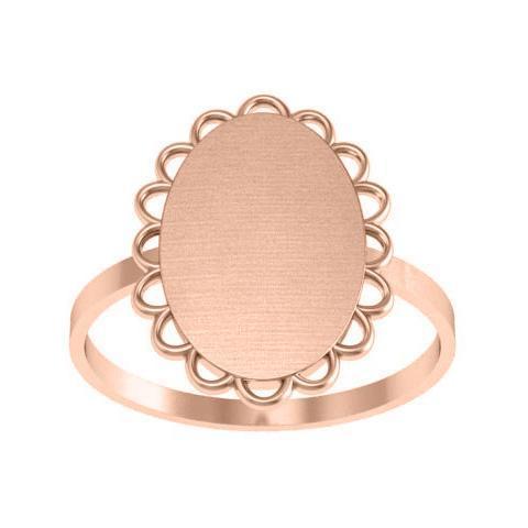 Pretty Scalloped Edge Oval Signet Ring Signet Rings deBebians 