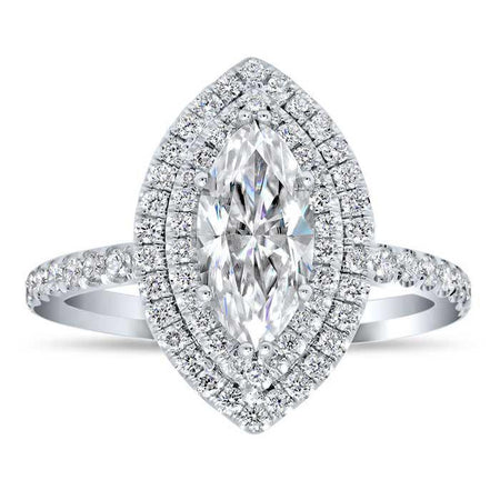 Marquise Double Halo Engagement Ring Double Halo Engagement Rings deBebians 