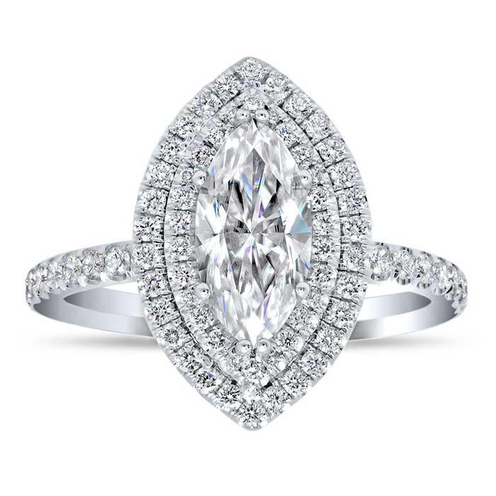 Marquise Double Halo Engagement Ring Double Halo Engagement Rings deBebians 