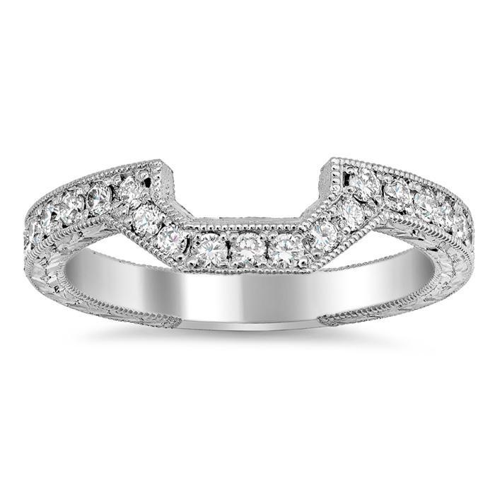 Matching Hand Engraved Diamond Wedding Ring Half Eternity Rings deBebians 