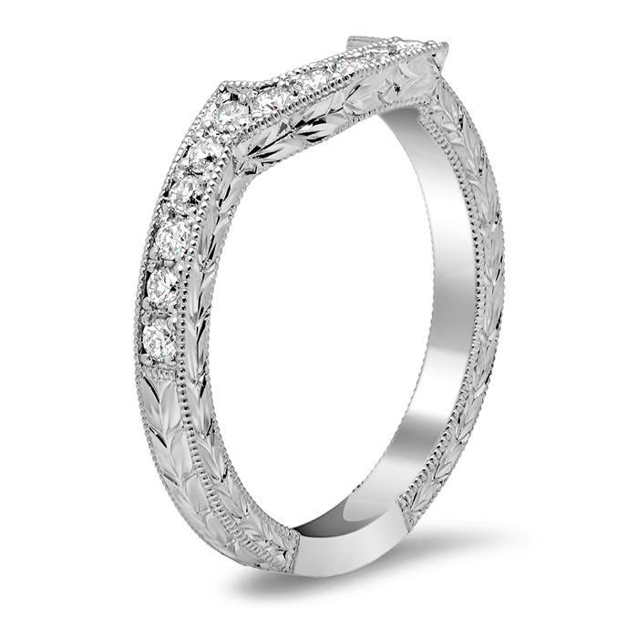 Matching Hand Engraved Diamond Wedding Ring Half Eternity Rings deBebians 