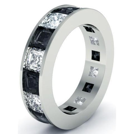 Men's Black and White Diamond Eternity Band , Rings, deBebians 