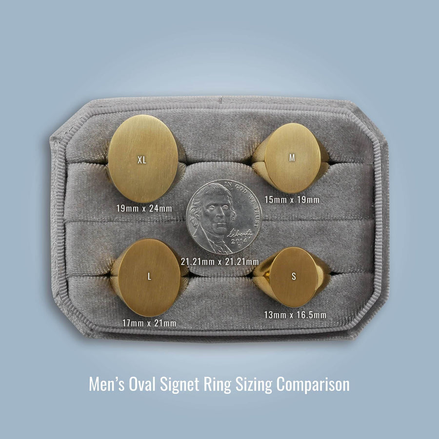 Oval Raised Family Crest Signet Ring