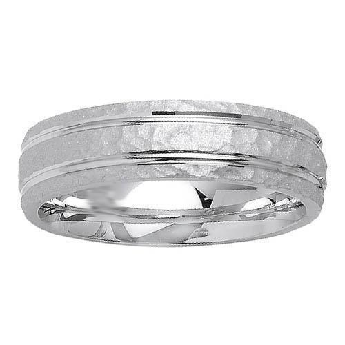 6mm Hammered Finish Mens Ring Unique Wedding Rings deBebians 