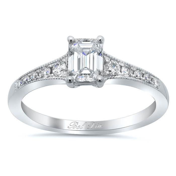 Milgrained Diamond Engagement Ring Setting Diamond Accented Engagement Rings deBebians 