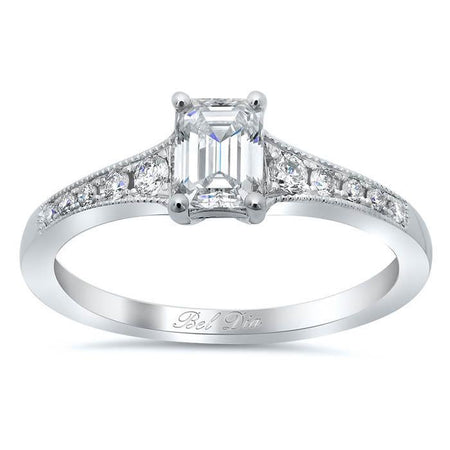 Milgrained Diamond Engagement Ring Setting Diamond Accented Engagement Rings deBebians 