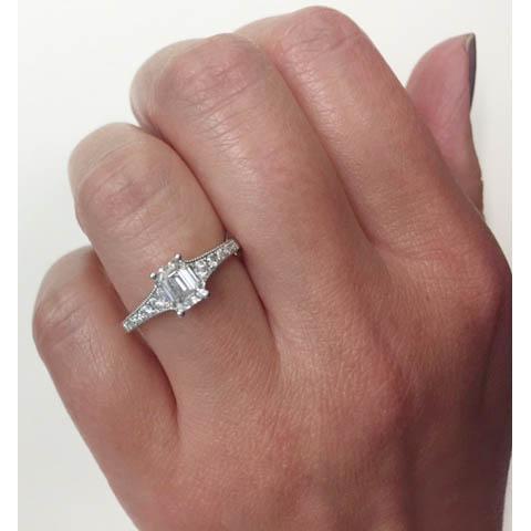 Milgrained Diamond Engagement Ring Setting Diamond Accented Engagement Rings deBebians 