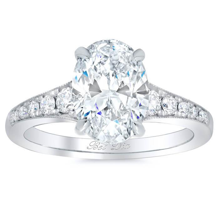 Milgrained Diamond Engagement Ring Setting Diamond Accented Engagement Rings deBebians 