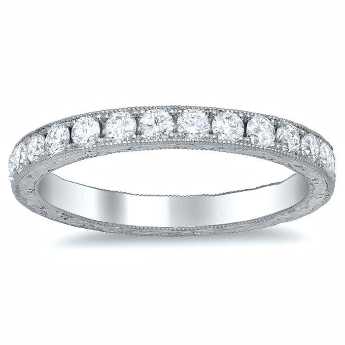 Round Micro Pave Milgrain Diamond Eternity Band - 0.85 carat Diamond Eternity Rings deBebians 