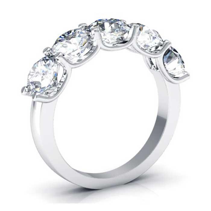 Moissanite 5 Stone Stacking Ring 5mm Forever One Round Moissanite Wedding Rings deBebians 