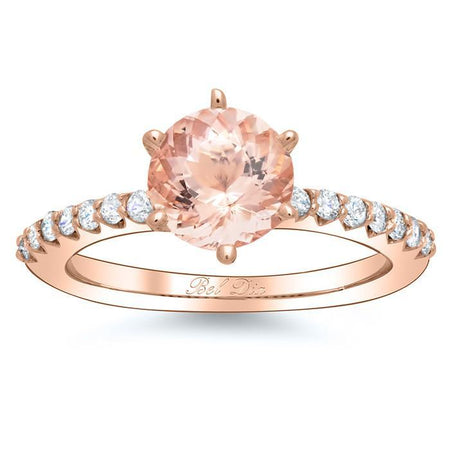 Morganite Pave Engagement Ring Rose Gold & Morganite Engagement Rings deBebians 