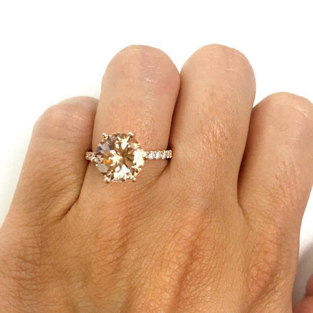 Morganite Pave Engagement Ring Rose Gold & Morganite Engagement Rings deBebians 