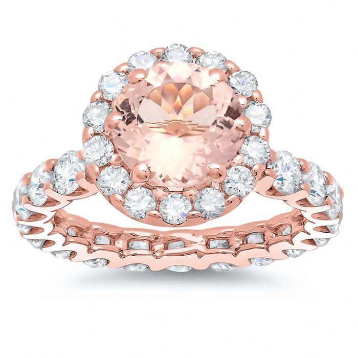 Morganite Rose Gold Eternity Engagement Ring Rose Gold & Morganite Engagement Rings deBebians 