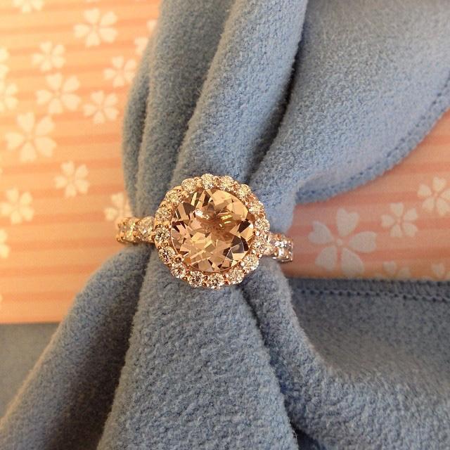 Morganite Rose Gold Eternity Engagement Ring Rose Gold & Morganite Engagement Rings deBebians 