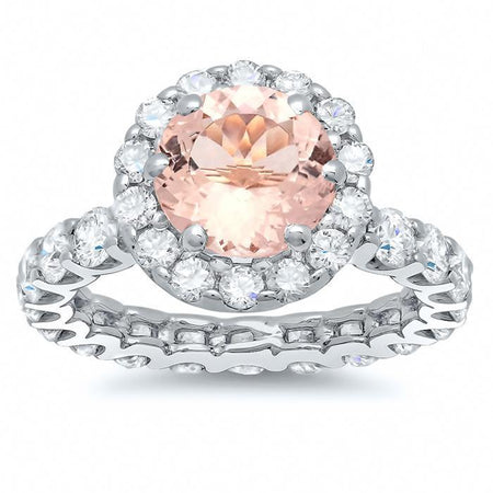 Morganite Rose Gold Eternity Engagement Ring Rose Gold & Morganite Engagement Rings deBebians 