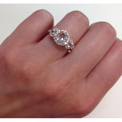 Amazon.com: 2pcs Morganite Bridal Ring Set,Engagement Ring Rose Gold,Diamond  Wedding Band,14k,7mm Cushion Cut,Promise Ring,Retro Vintage Floral,Art Deco  : MYRAYGEM: Clothing, Shoes & Jewelry
