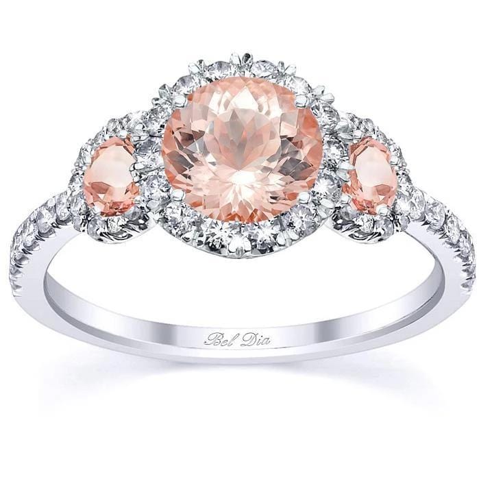 Morganite Rose Gold Halo Stone Engagement Ring – deBebians