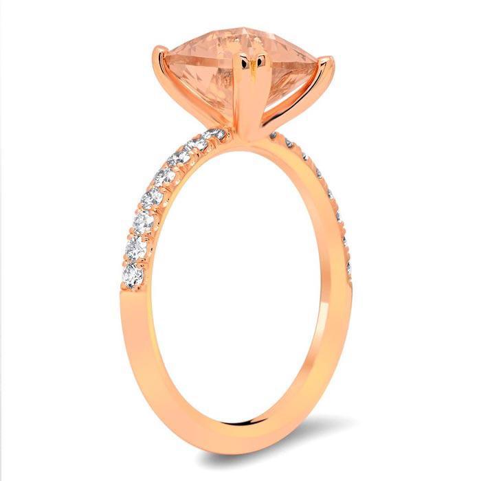 Morganite Square Pave Engagement Ring Rose Gold & Morganite Engagement Rings deBebians 