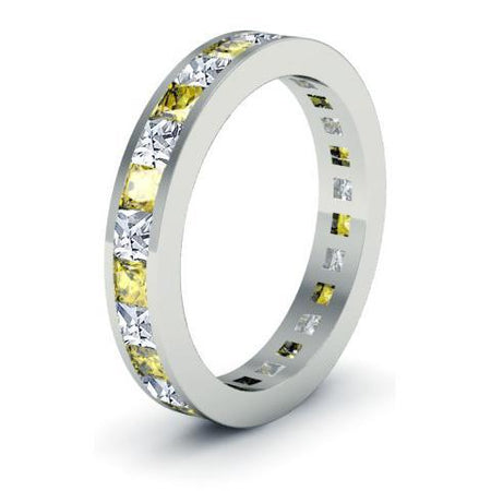 November Birthstone Ring with Diamonds and Yellow Sapphires Gemstone Eternity Rings deBebians 