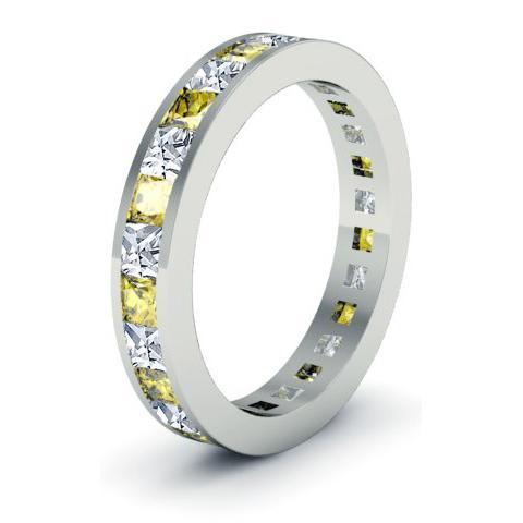 November Birthstone Ring with Diamonds and Yellow Sapphires Gemstone Eternity Rings deBebians 