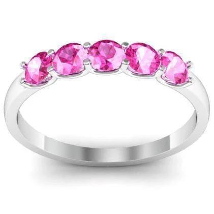 0.50cttw U Prong Pink Sapphire Five Stone Band Five Stone Rings deBebians 