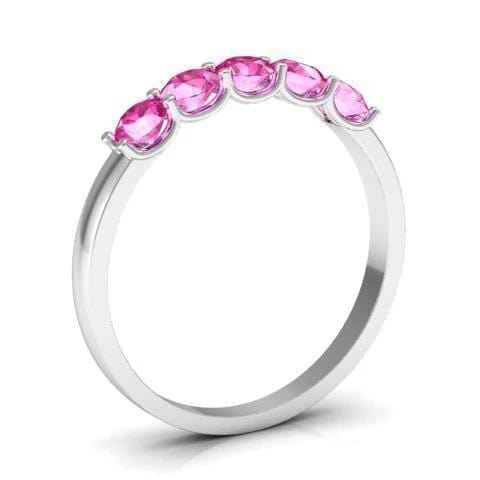 0.50cttw U Prong Pink Sapphire Five Stone Band Five Stone Rings deBebians 