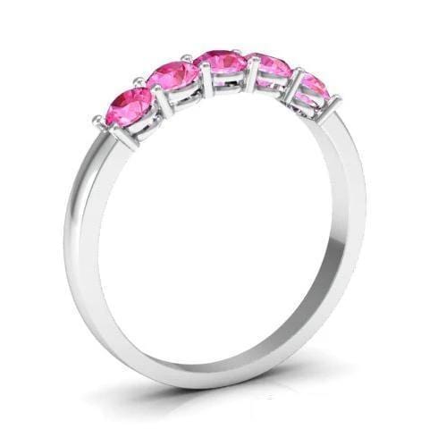 0.50cttw Shared Prong Pink Sapphire Five Stone Ring Five Stone Rings deBebians 