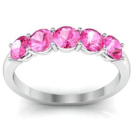 1.00cttw Shared Prong Pink Sapphire Five Stone Ring Five Stone Rings deBebians 