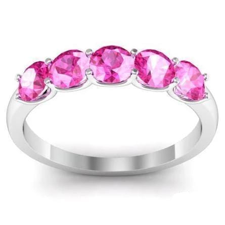 1.00cttw U Prong Pink Sapphire Five Stone Band Five Stone Rings deBebians 