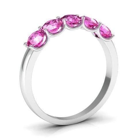 1.00cttw U Prong Pink Sapphire Five Stone Band Five Stone Rings deBebians 