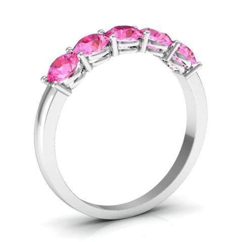 1.00cttw Shared Prong Pink Sapphire Five Stone Ring Five Stone Rings deBebians 
