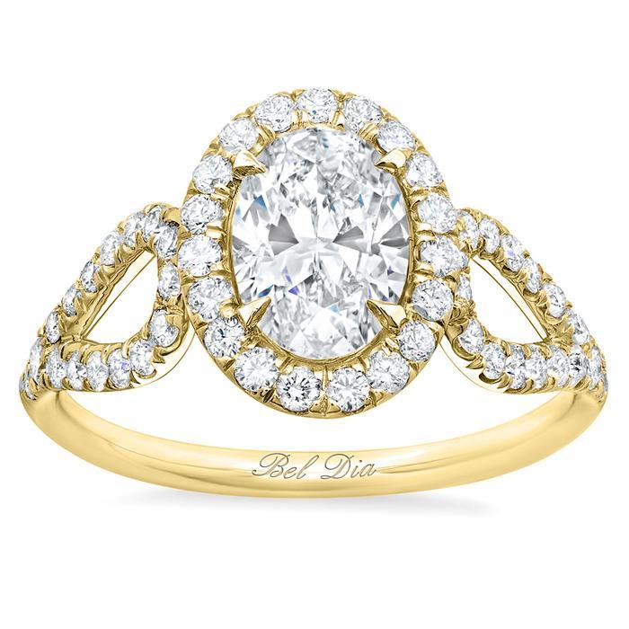 Oval Halo Engagement Ring with Looped Shank Halo Engagement Rings deBebians 