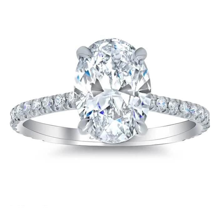 Oval Pave Engagement Ring Diamond Accented Engagement Rings deBebians 